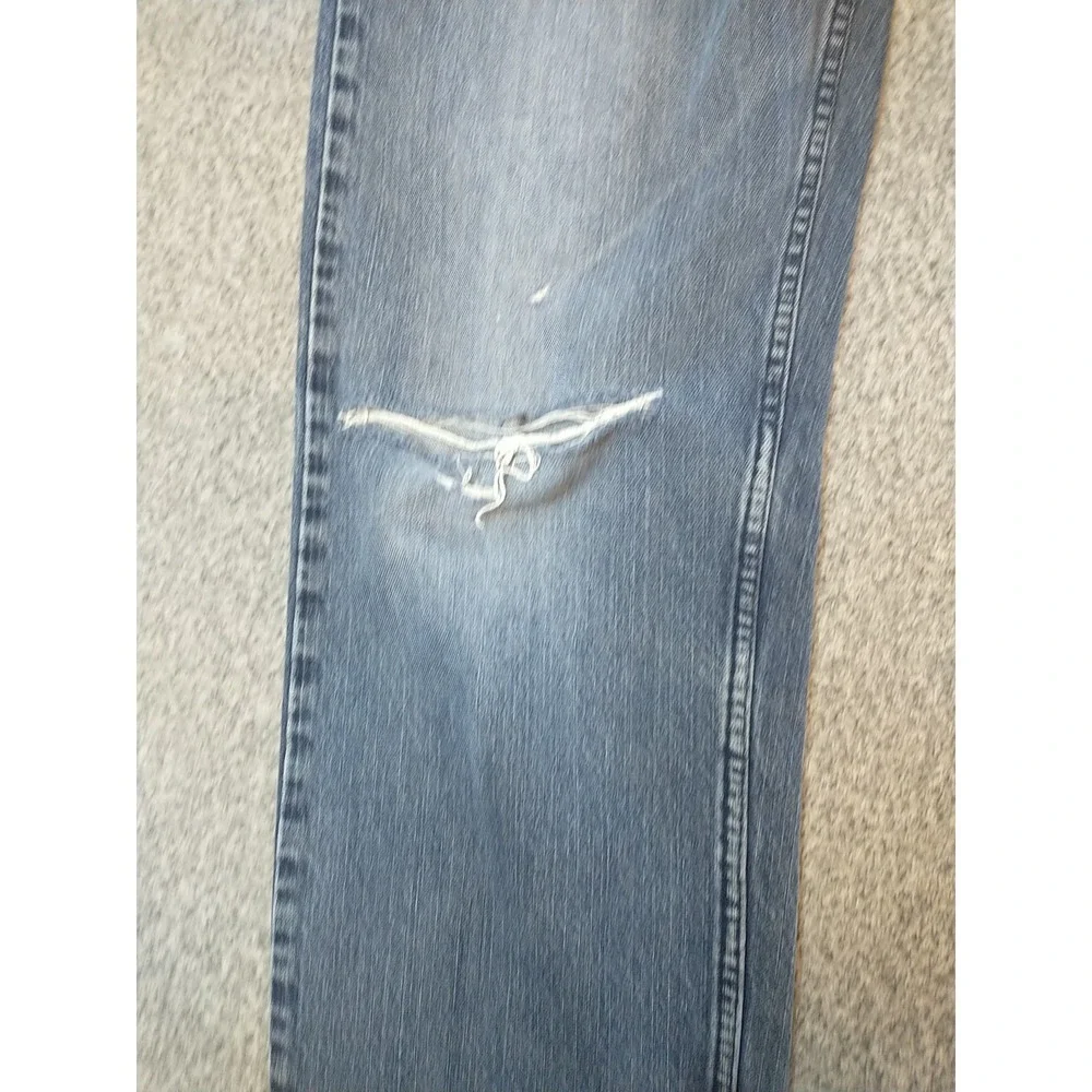 Levi Strauss Signature Mens Loose Straight Distressed Blue Jeans 34x30 (Fits 30)